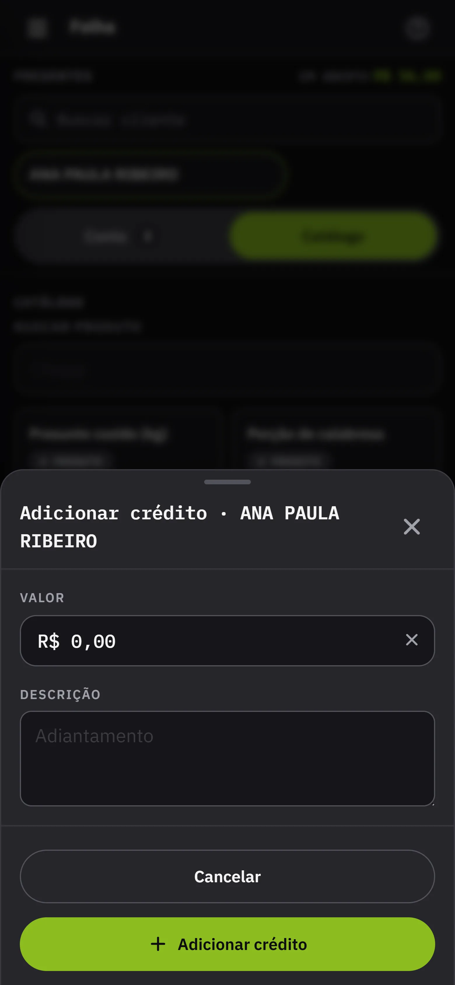 O lancamento de credito para o cliente, que abate das proximas contas